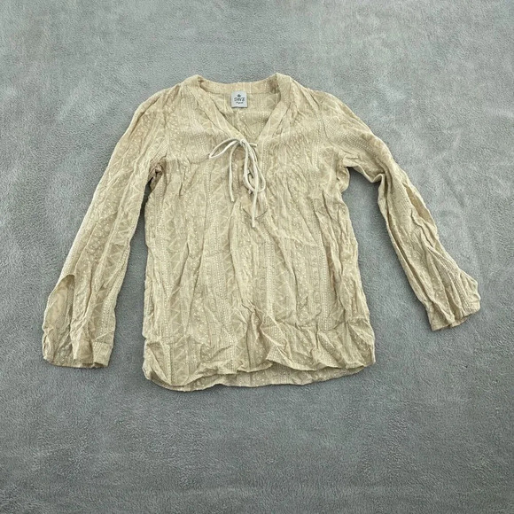 SW3 Bespoke Womens S Beige V-Neck Long Sleeve Top 1270 - Picture 1 of 10